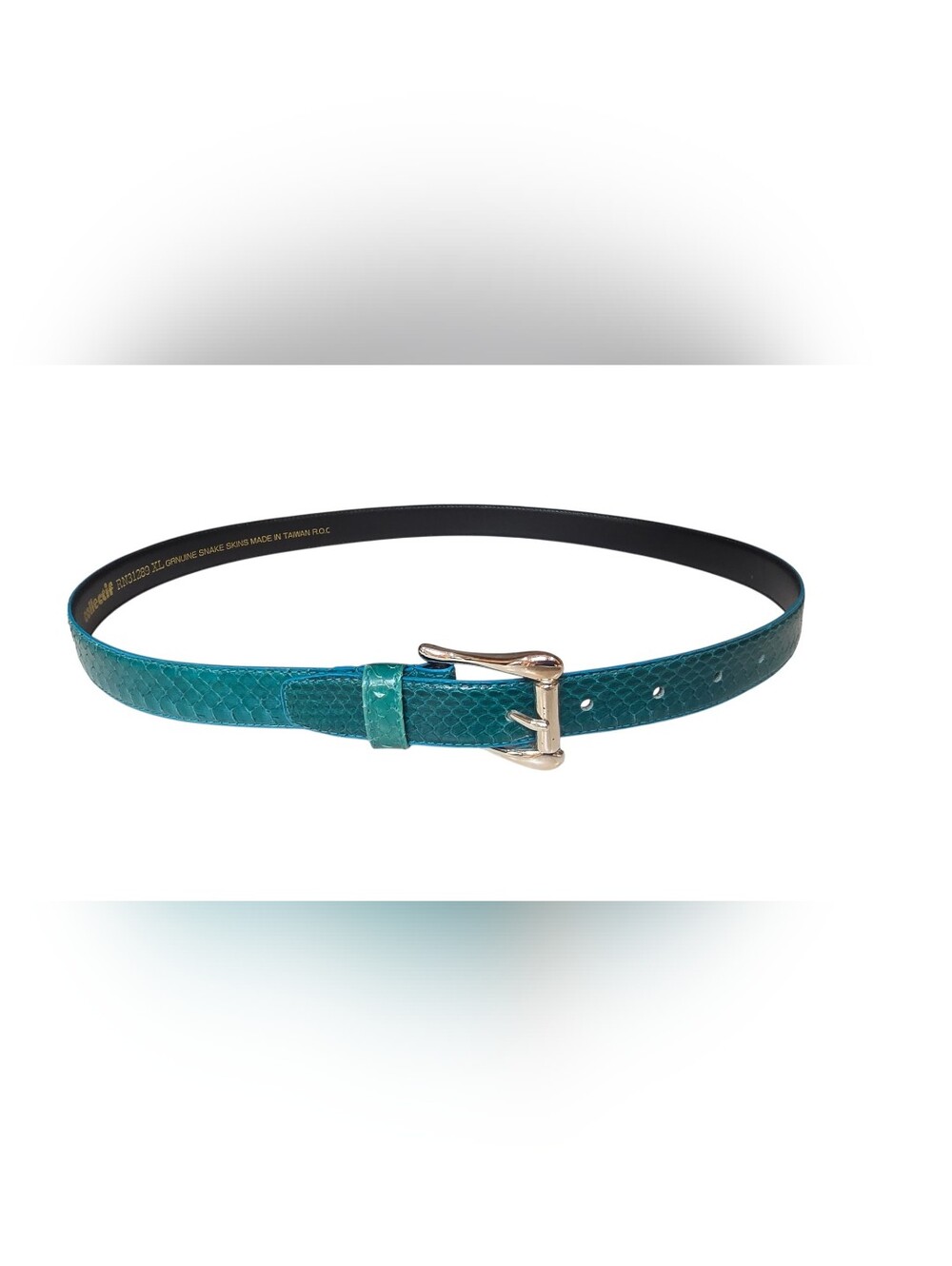 Collectif  Vintage Genuine Snakeskin Teal Embossed Belt